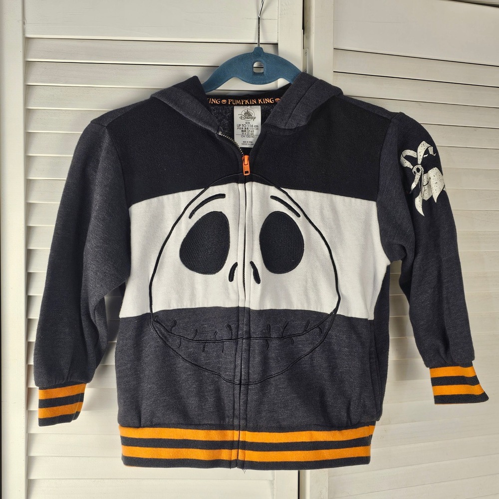 Disney Parks Boys Pumpkin King Jack Skellington Full Zip Hoodie Jacket 5 6